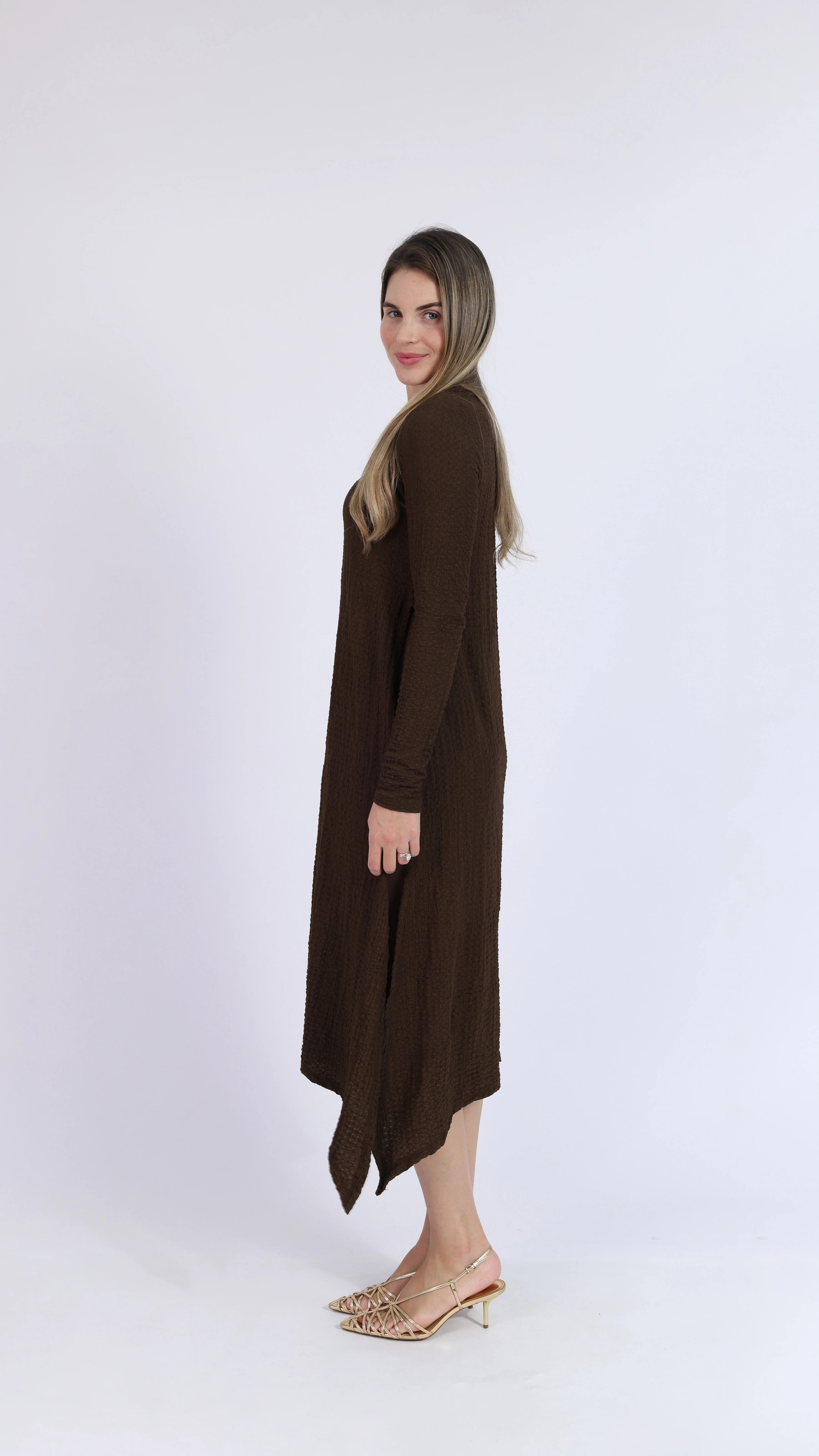 Asymmetric Dress / Brown Crushed - Image 2