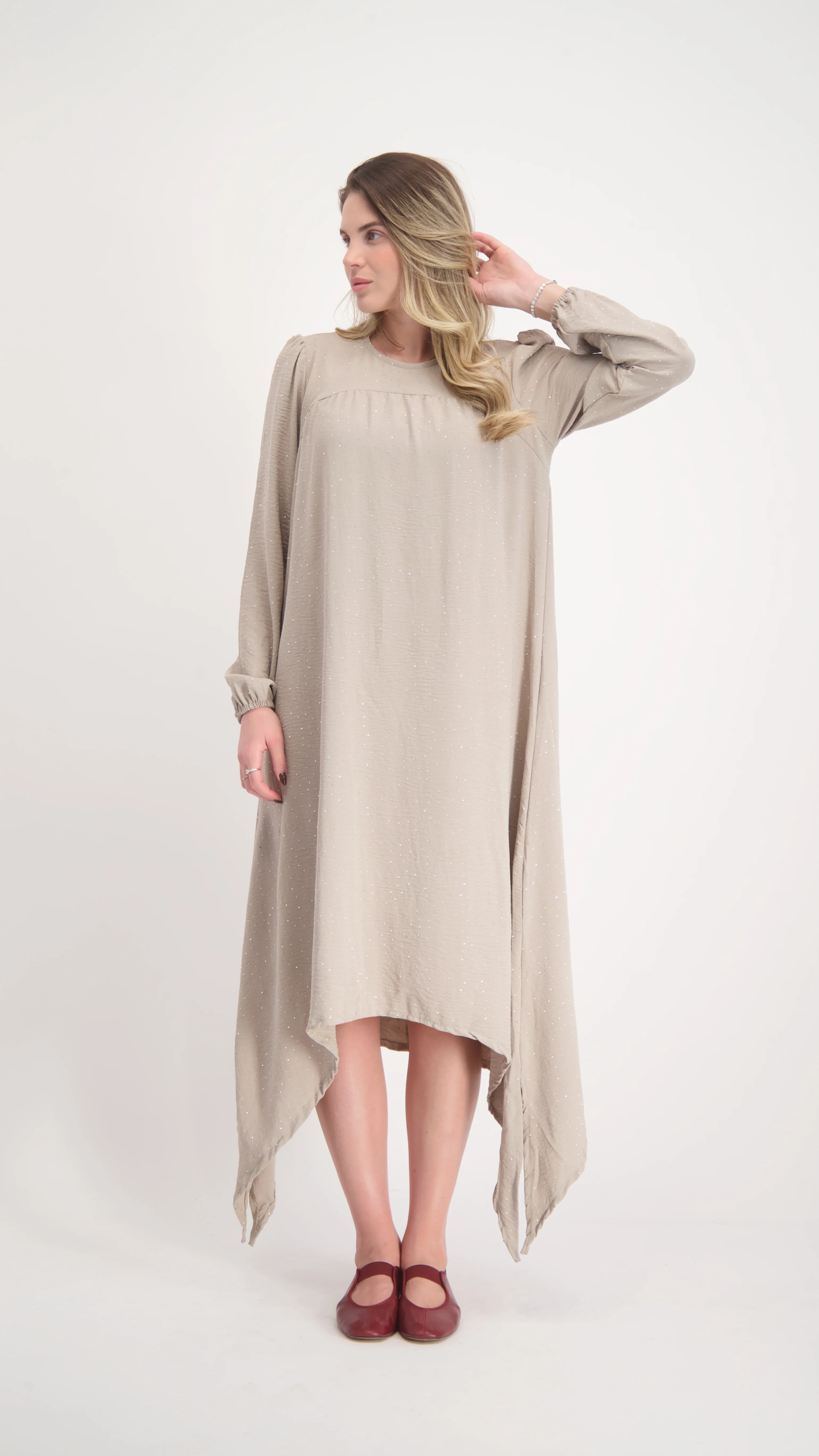 Asymmetric Dress With Belt / Beige Nitti - Image 5