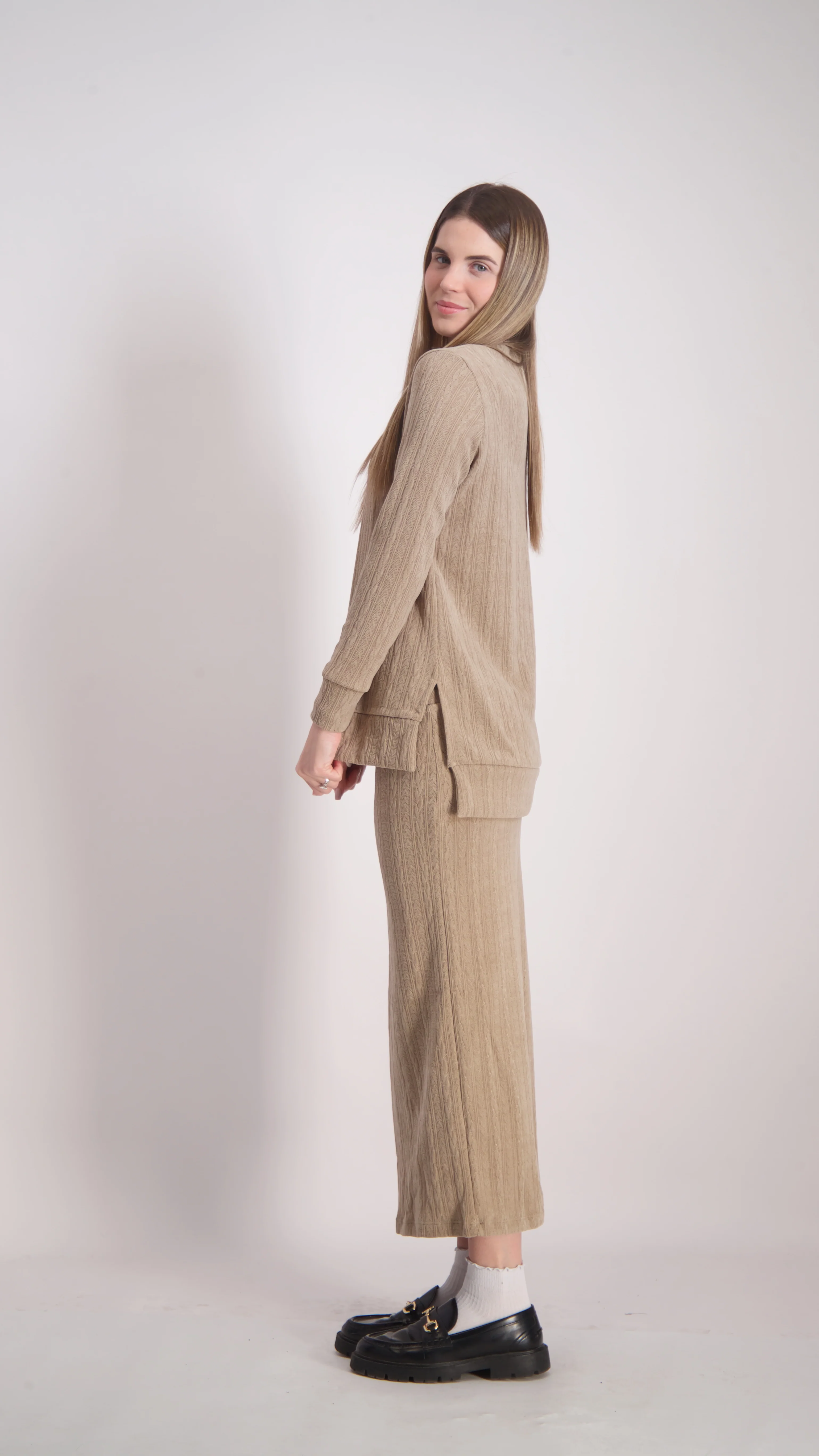 Braided knit Skirt / Camel - Image 4