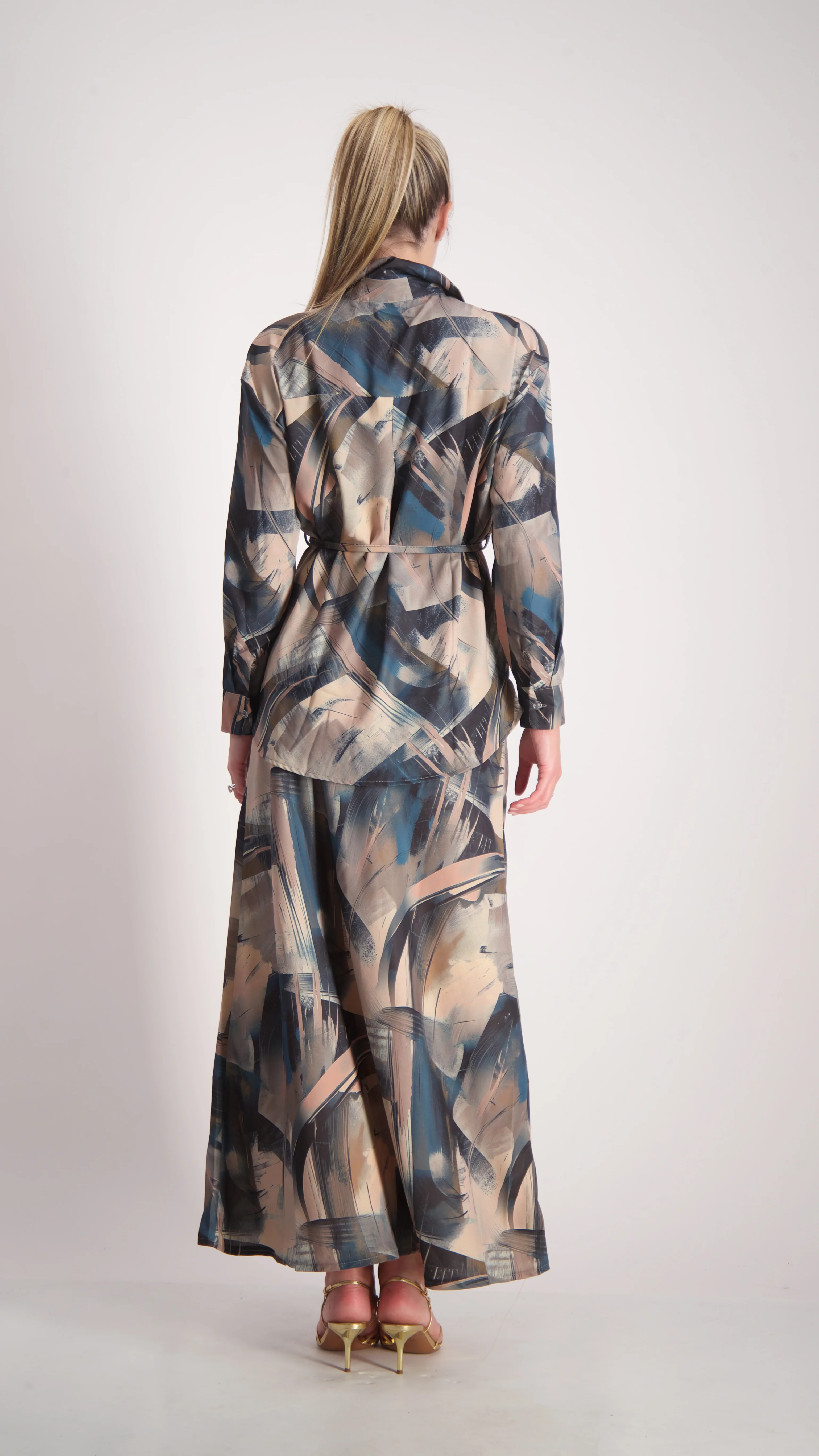 Elegant Maxi Skirt / Blue Splash - Image 4