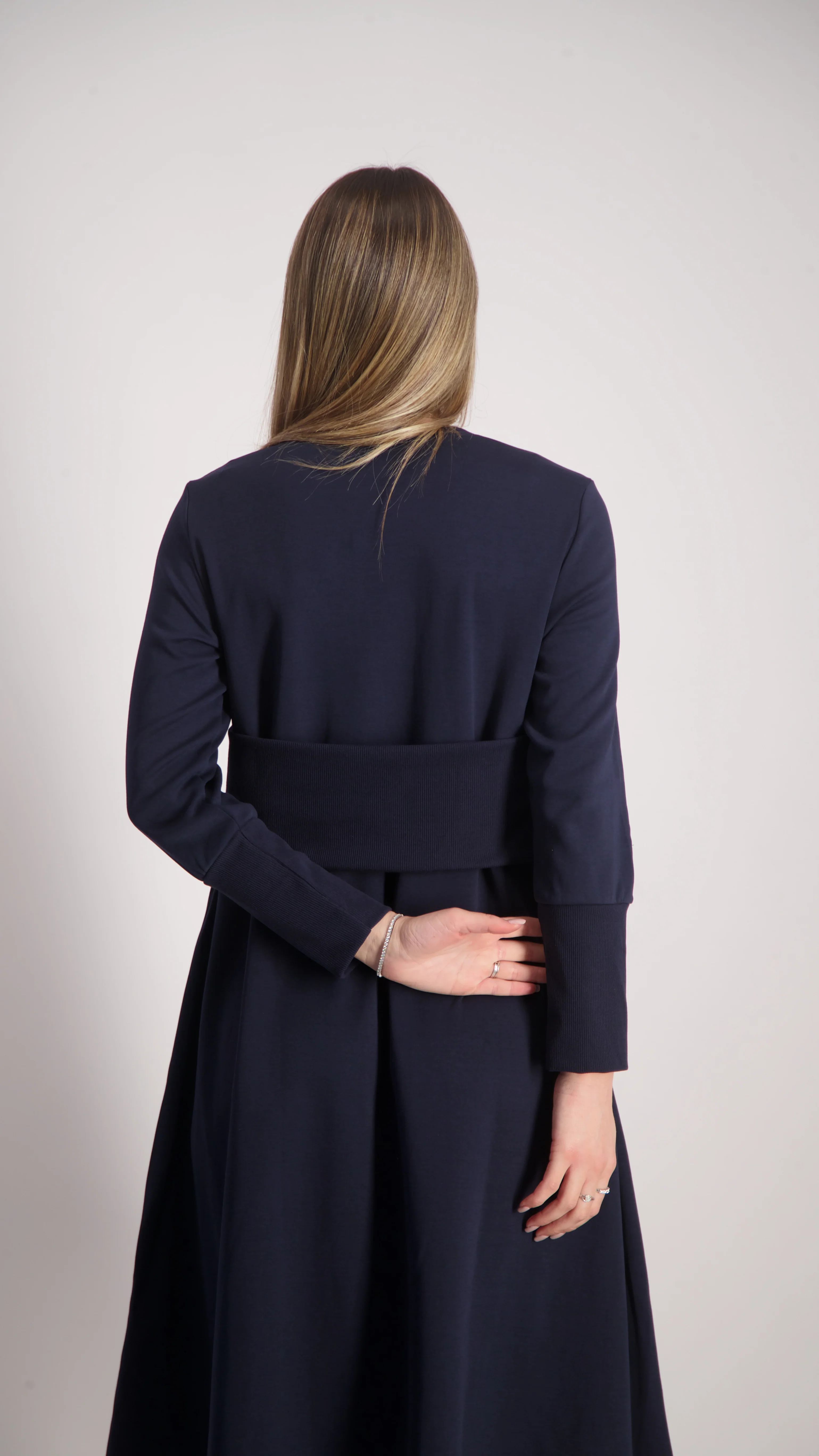 Ribbed Belted Dress / Navy - Image 4