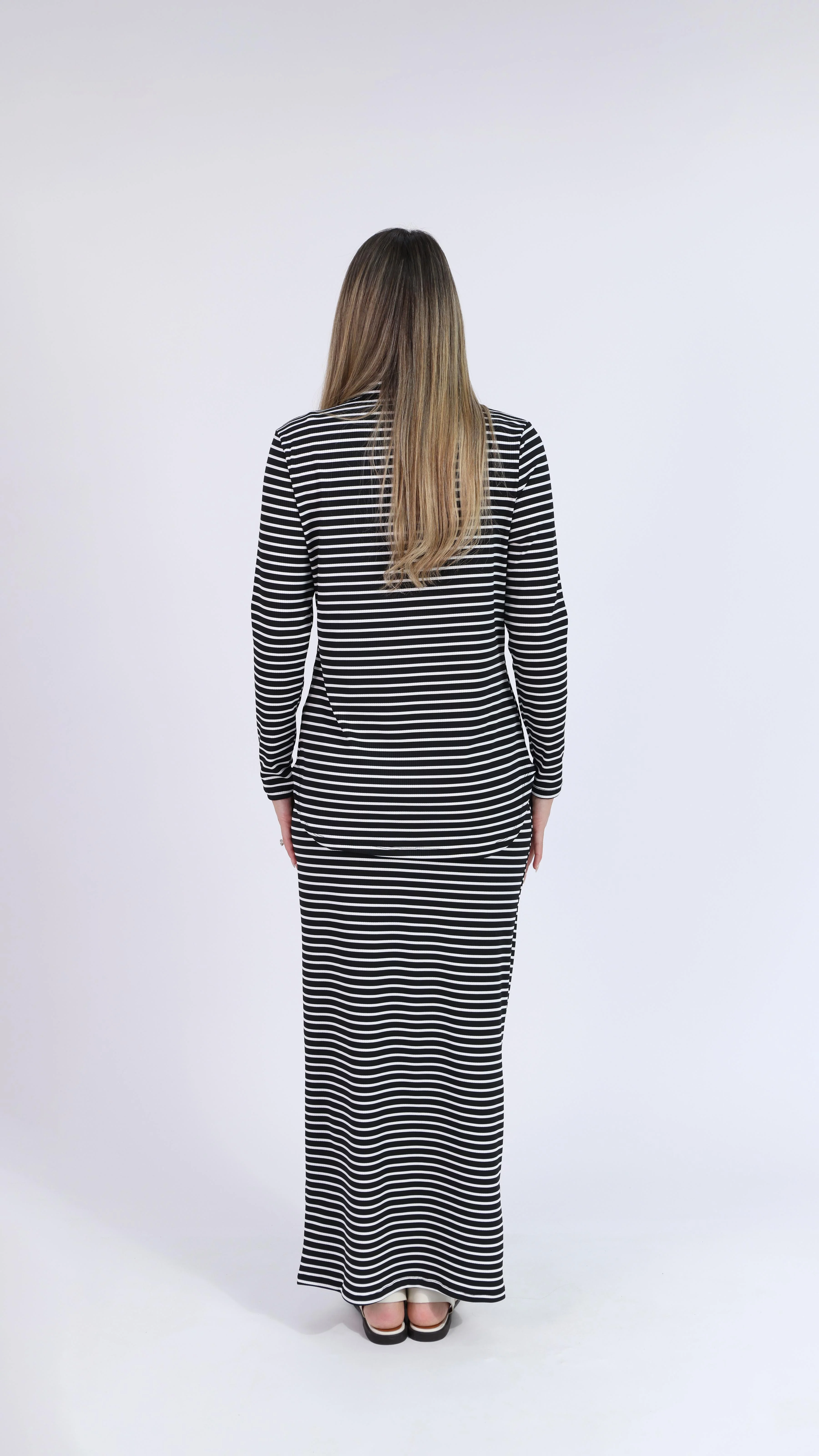 Ribbed Button Shirt / Black & White Line - Image 4