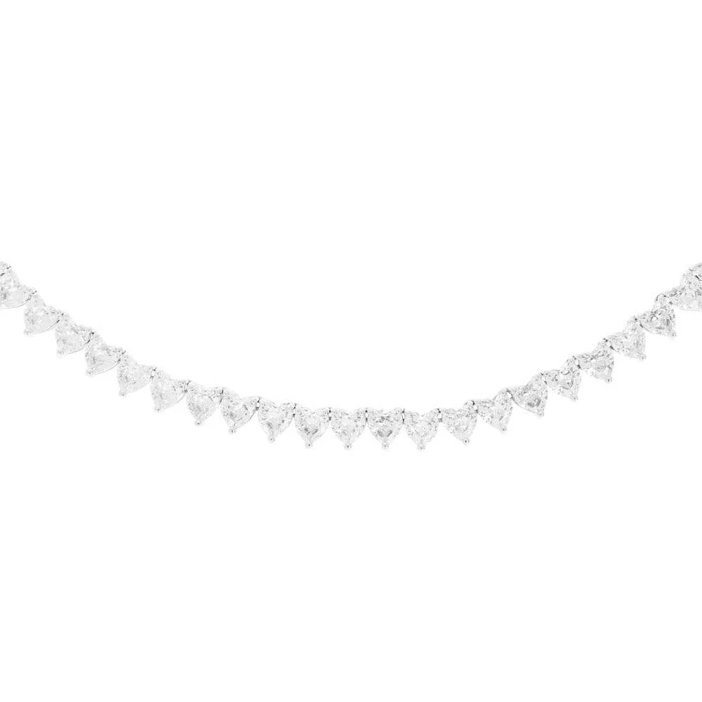 Tennis nacklace with cubic zirconia hearts - Image 4