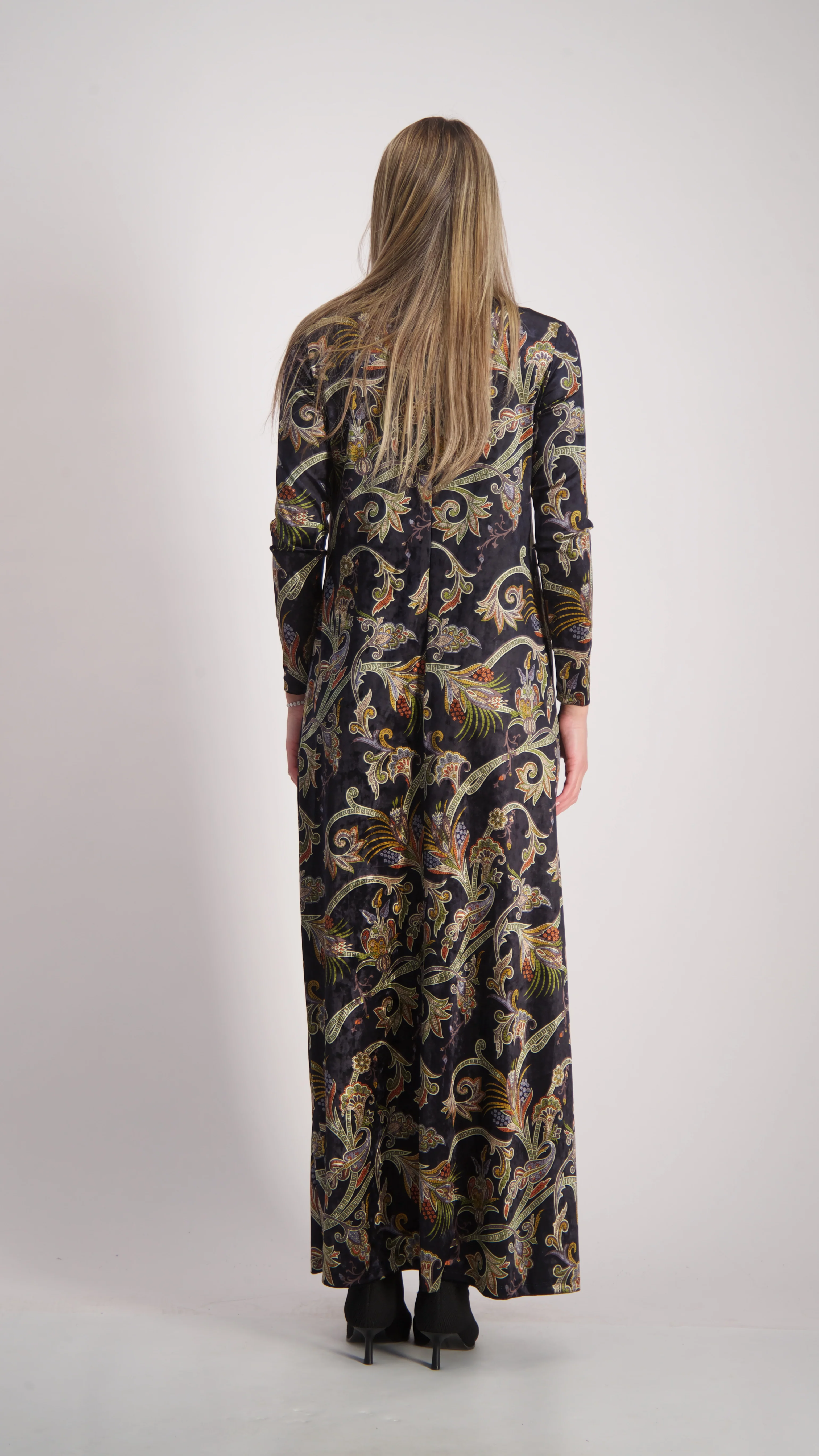 Velvet A-line Maxi Dress / Paisley - Image 3